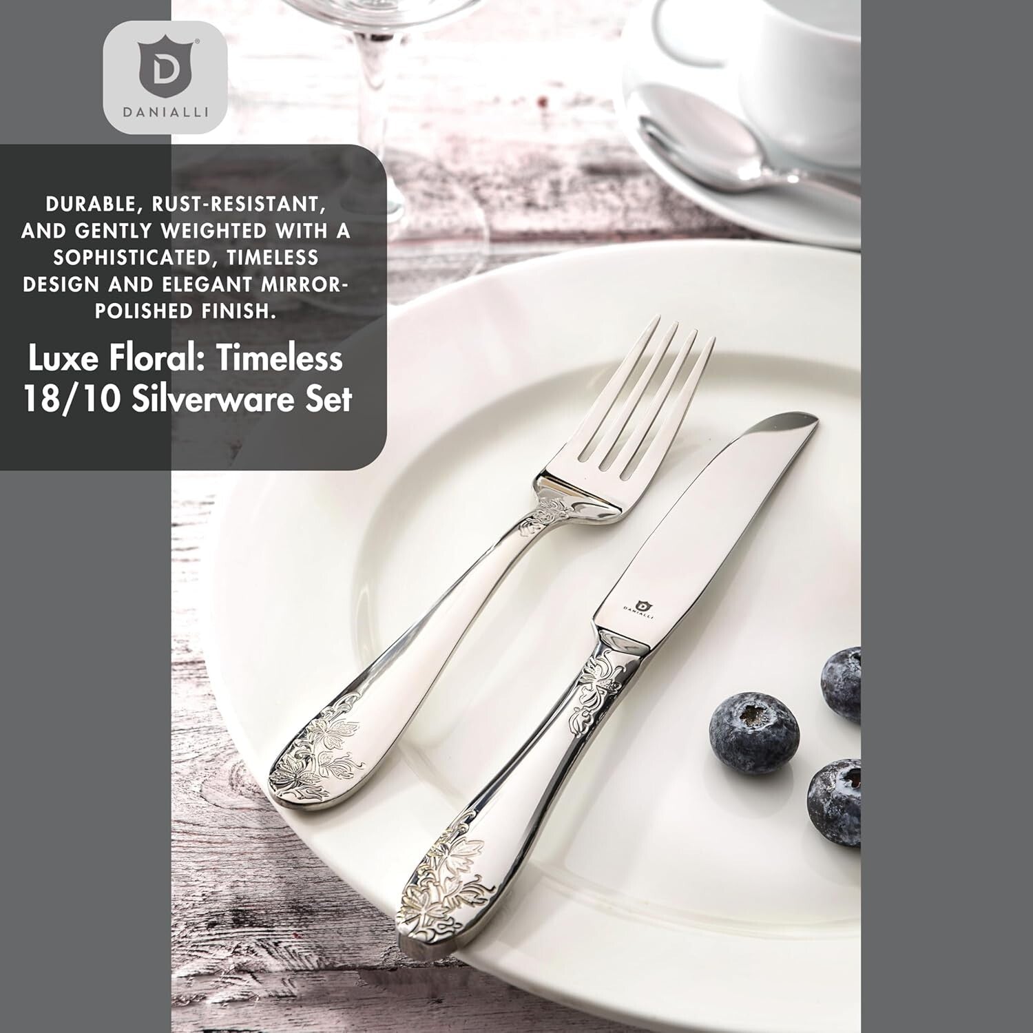 Elegant Floral 18/10 Stainless Steel Flatware Set - 40-Piece Dining Collection