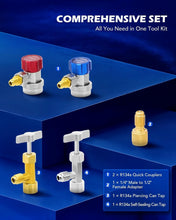 Load image into Gallery viewer, Comprehensive 5FT AC Manifold Gauge Kit with Color-Coded Hoses &amp; Adapters