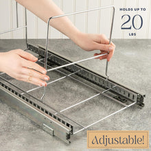 Load image into Gallery viewer, Chrome Finish Adjustable Trash Can Pull-Out Drawer for Enhanced Kitchen Space