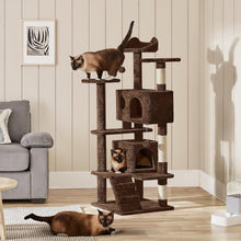 Load image into Gallery viewer, 54in Cat Tree with Top Perches, Condos &amp; Cat-Ears Design – Ideal for Kittens