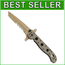 Load image into Gallery viewer, Lightweight Serrated Folding Knife with Desert Tan G10 Handle - Perfect for EDC