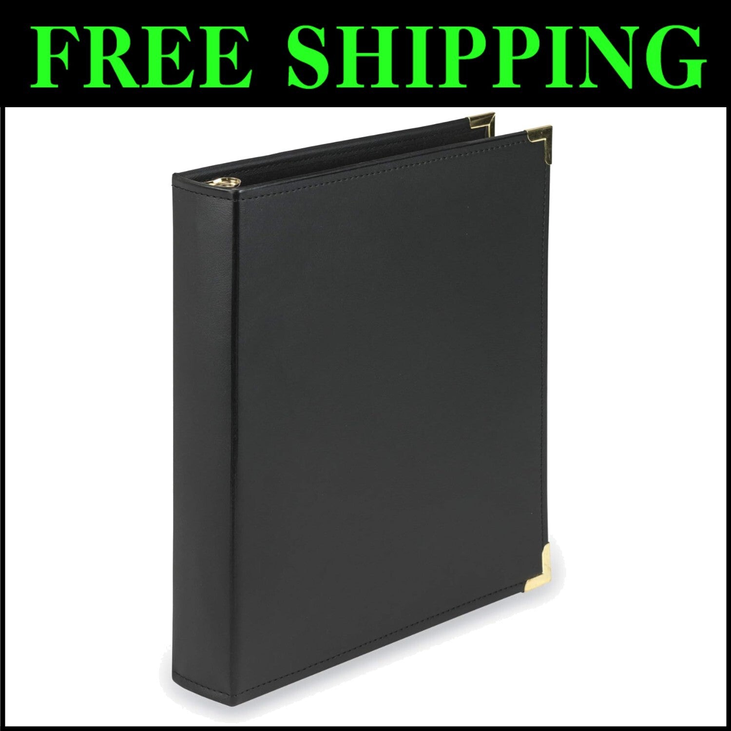Classic Black Presentation Binder with Brass Round Rings - Holds 325 Sheets
