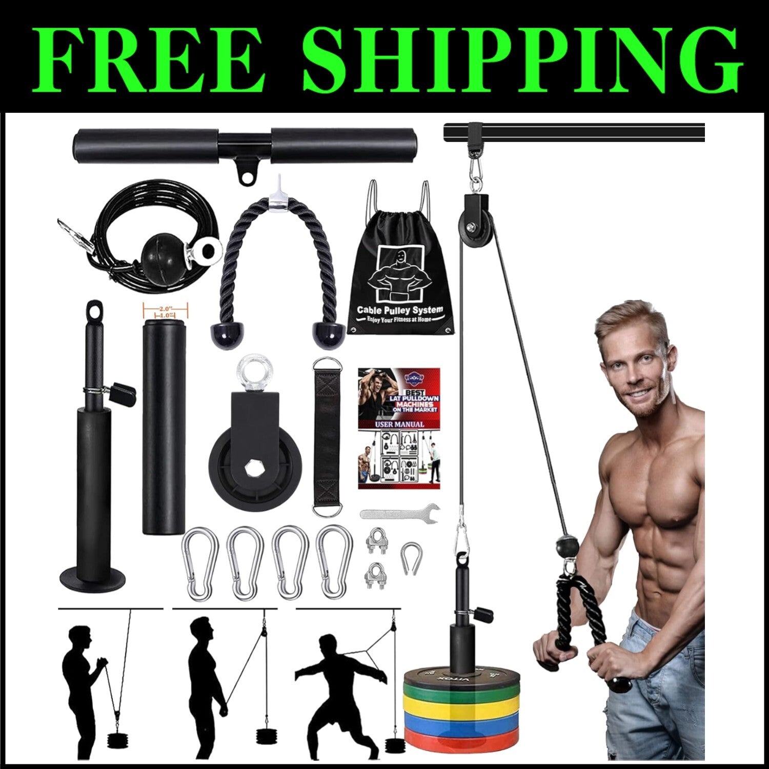 Versatile LAT Pulley System for Home Gym - Compact Strength Training Equipment