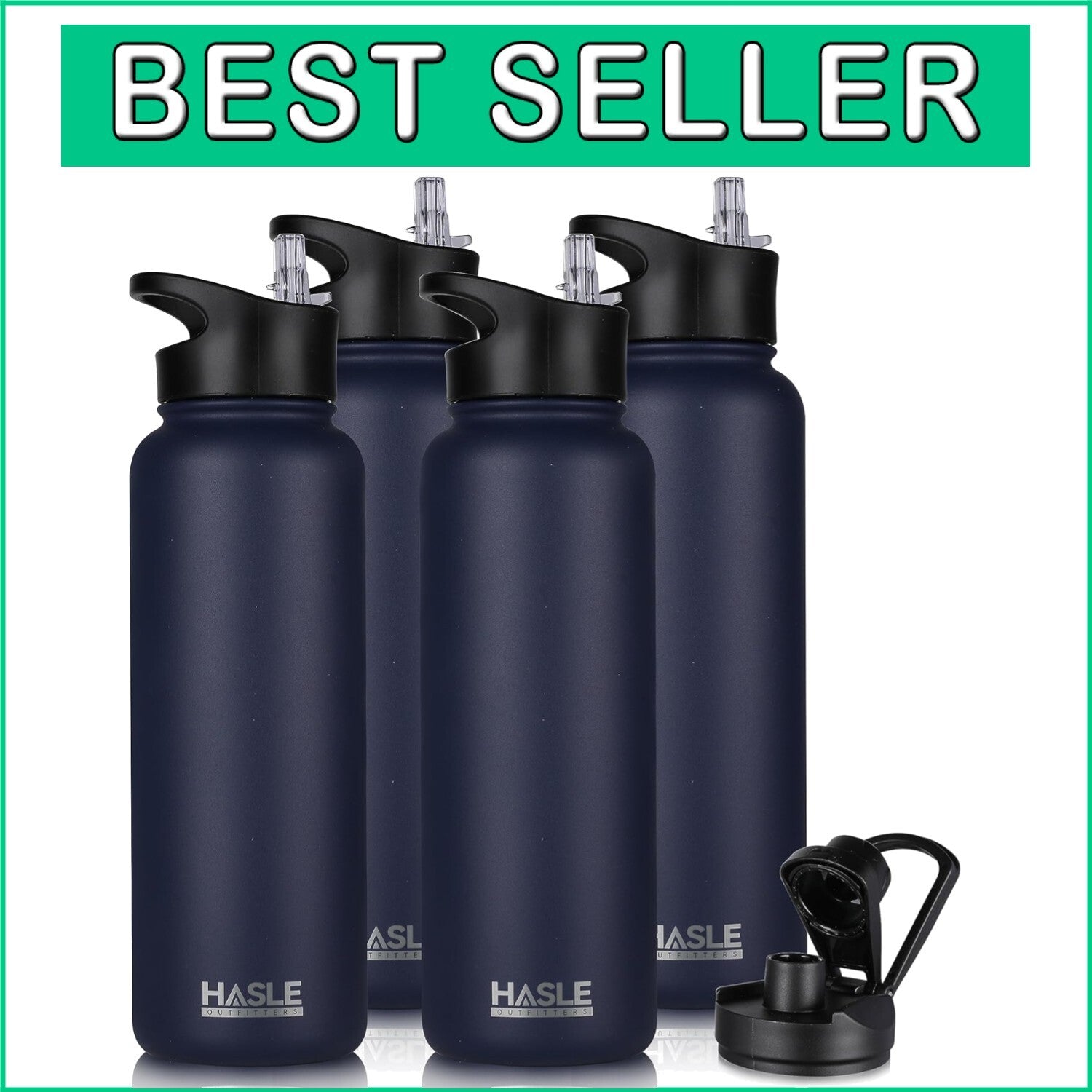 Portable 40oz Insulated Water Bottle with Straw & Spout Lids - Ideal for Sports