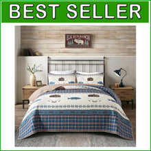Load image into Gallery viewer, Reversible Twin Gone Fishing Quilt with Sham - Cozy Outdoor Themed Bedding