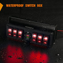 Load image into Gallery viewer, Rocker Switch Box with 4 Gang Control, USB Charger &amp; Adjustable Mount Bracket