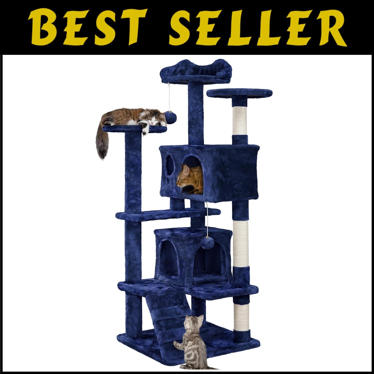 Elegant 54in Cat Tree Condo Tower with Perches and Scratch Posts for Kittens