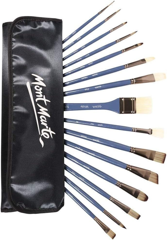 15-Piece Premium Paint Brush Set in Roll Case - Perfect for Artists Everywhere