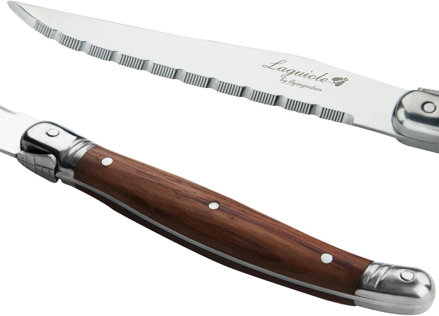 Elegant 8-Piece Steak Knife Set with Wood Handles - Gift-Ready & Dishwasher Safe