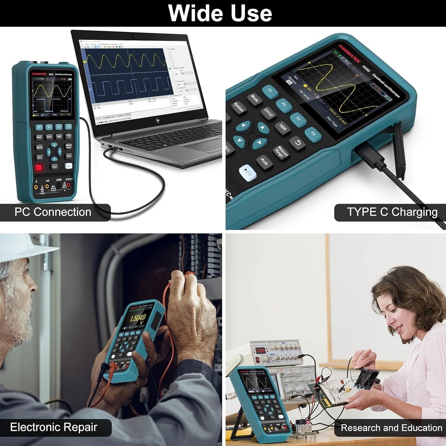 100MHz Bandwidth Handheld Digital Oscilloscope with Memory & USB Connectivity