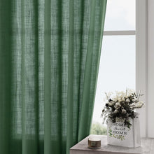 Load image into Gallery viewer, Charming 84" Back Tab Green Linen Curtains - 2 Panels for Modern Farmhouse Decor