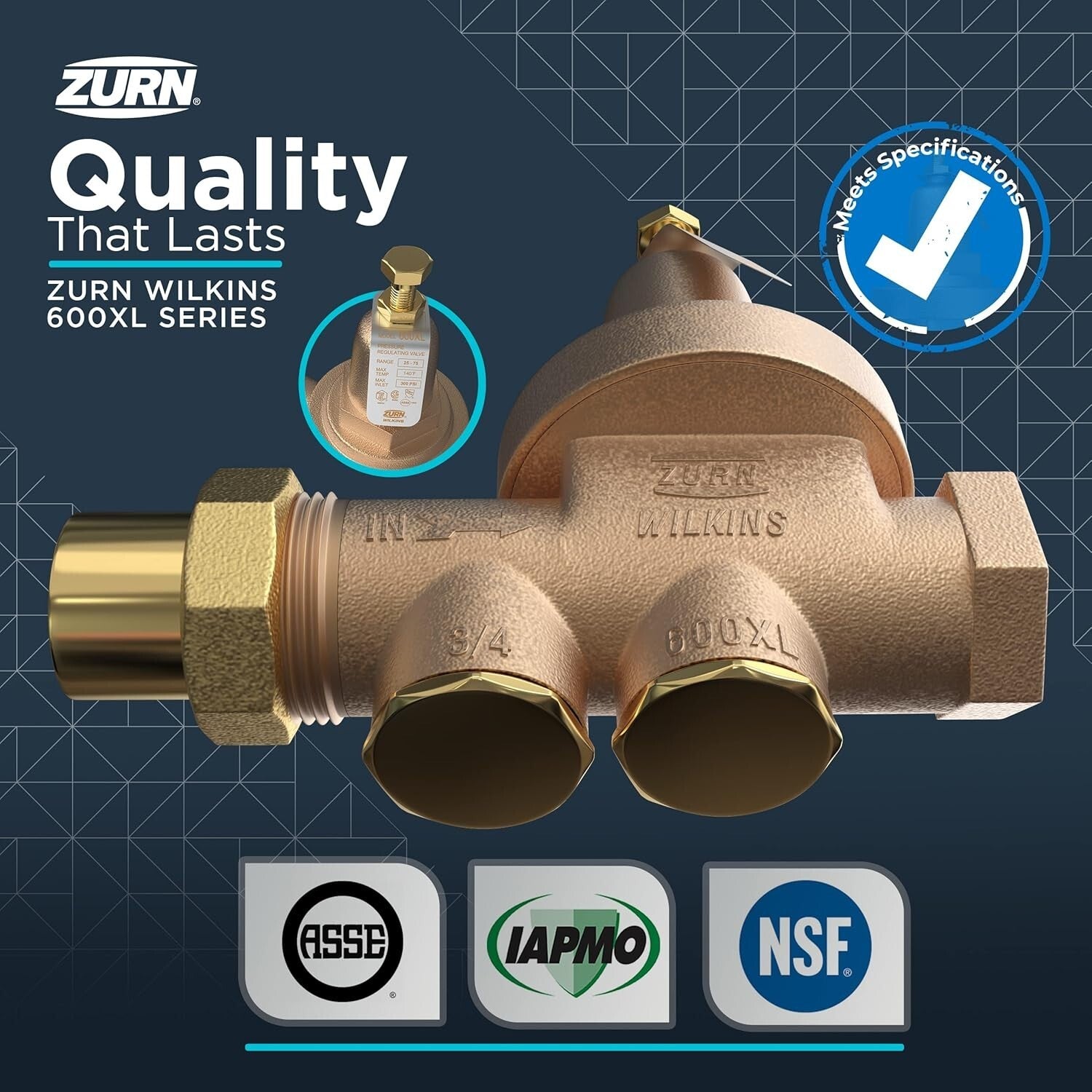 Bronze 1-1/4" 600XL Pressure Reducing Valve - Durable Water Pressure Management
