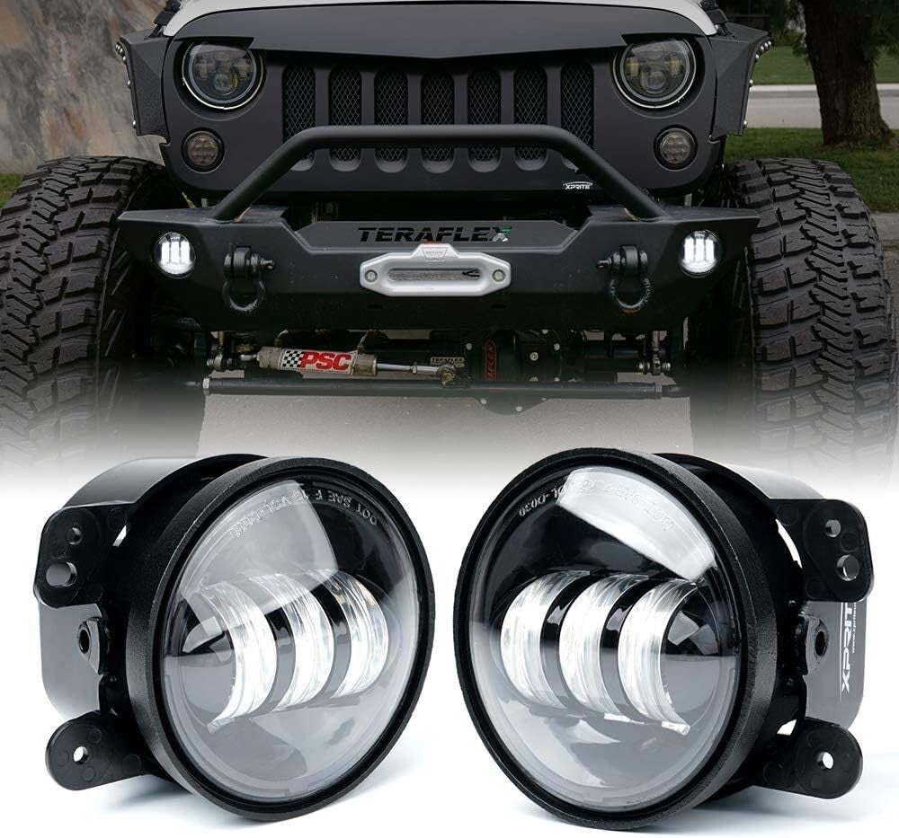 60W Waterproof LED Fog Lights for 2007-2018 Jeep Wrangler JK - Easy Installation