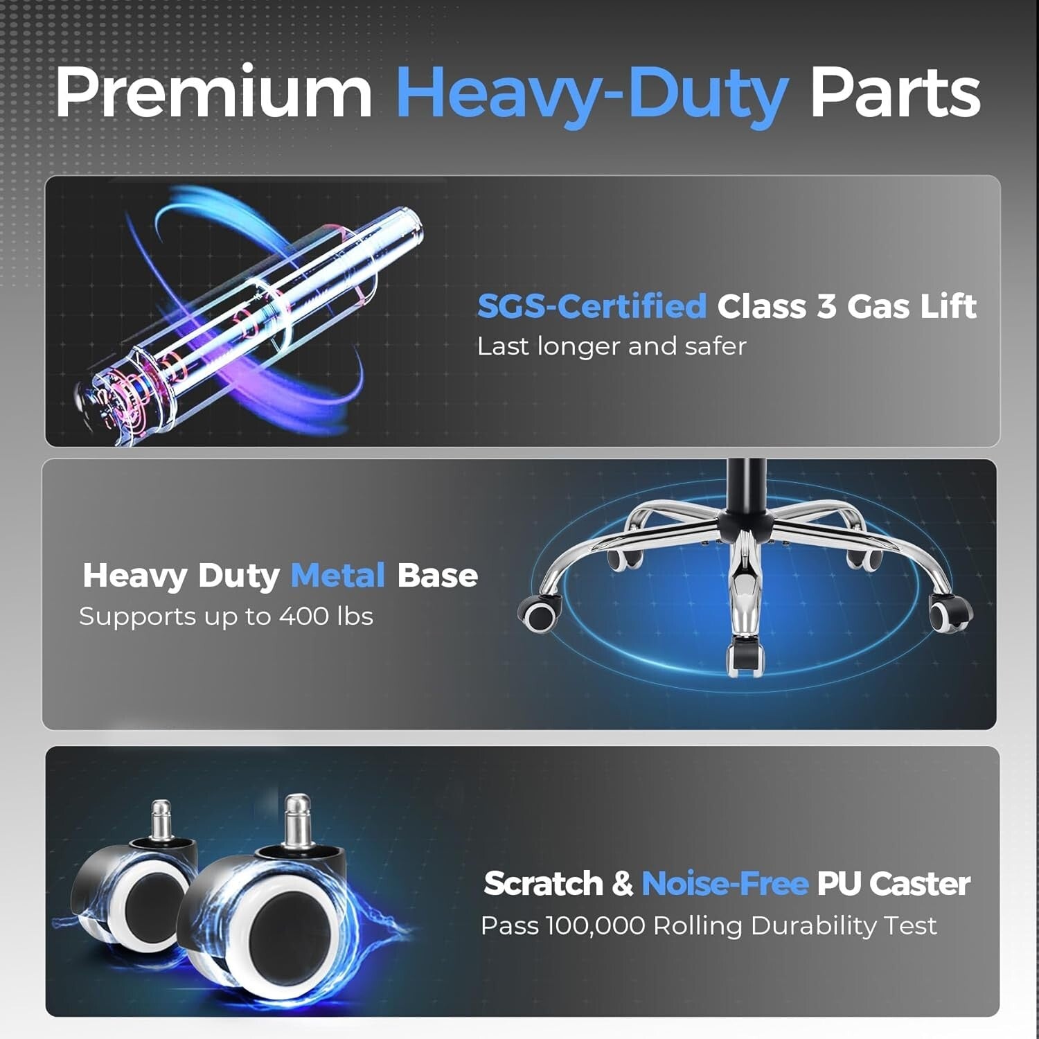 Deluxe 400lb Gaming Office Chair with Breathable Leather and Back Support Pillow