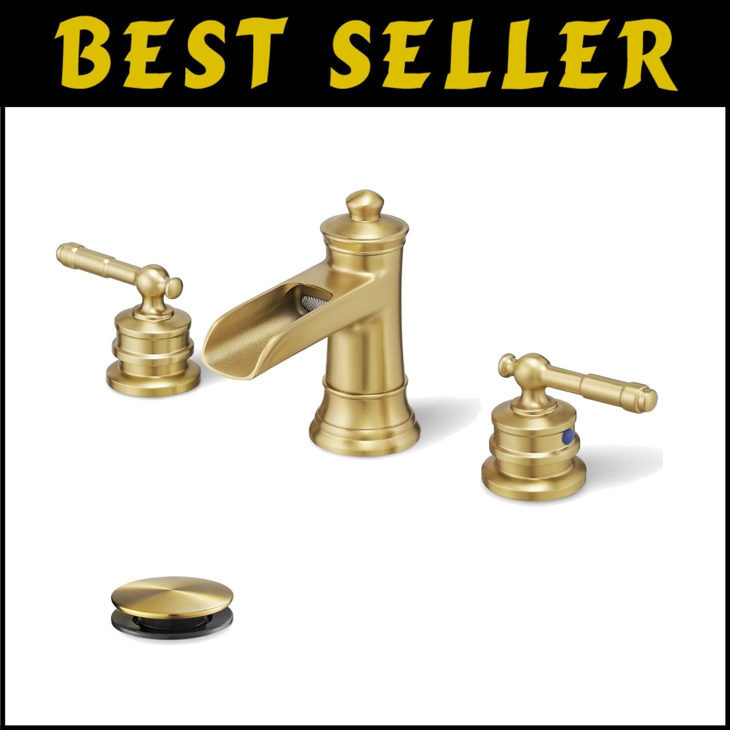 Elegant Gold Bathroom Faucet with Waterfall Spout - 4-16 Inch Widespread Design