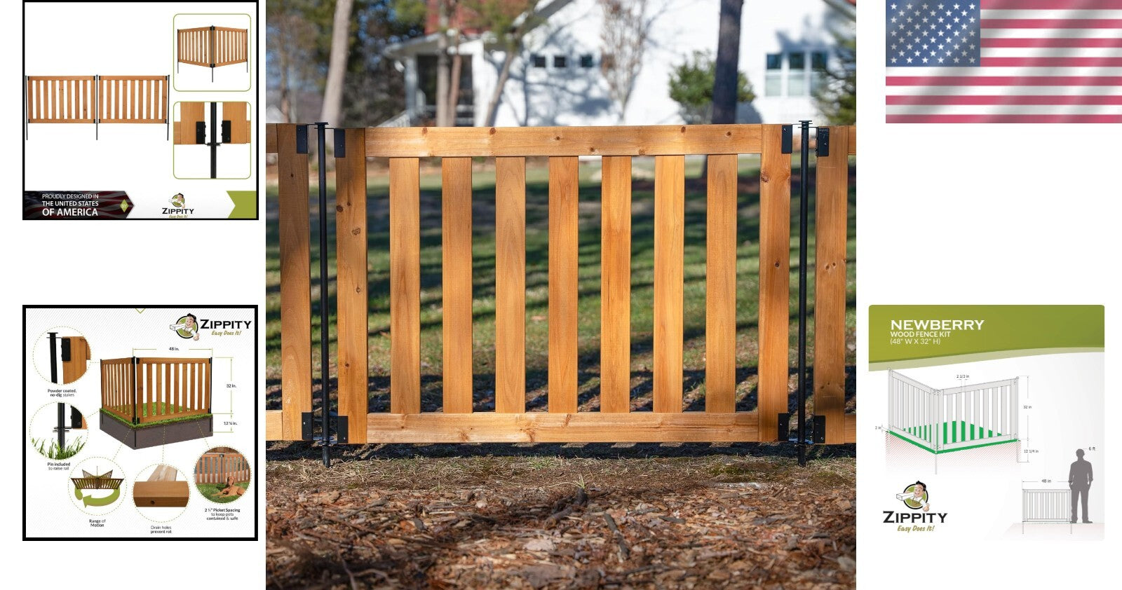 FSC Certified 32"H Wooden Fence Kit - Easily Assembled Garden & Dog Enclosure