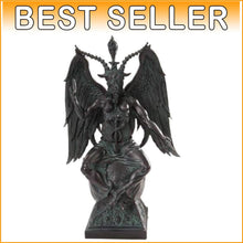 Load image into Gallery viewer, Elegant Black Baphomet on Faux Stone Pedestal - Artistic Gothic Statement Piece