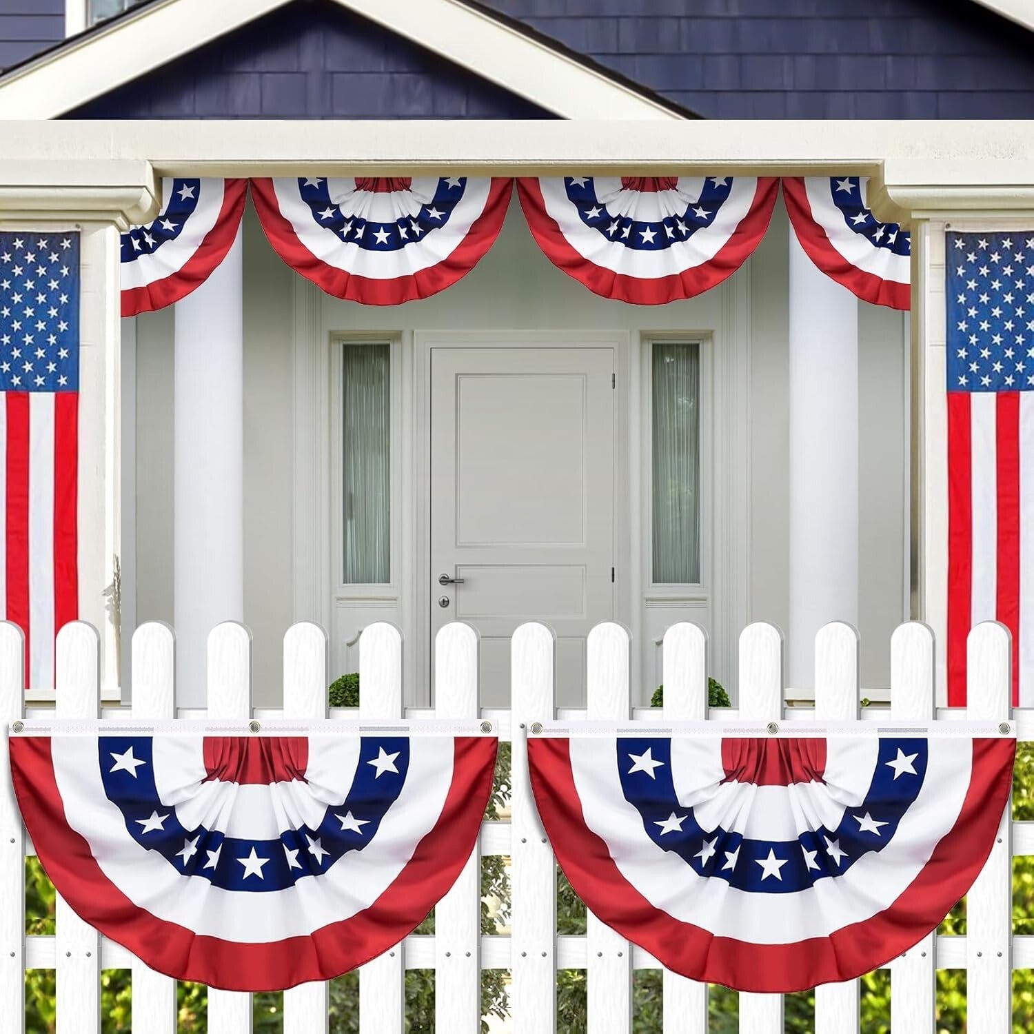 6 Pack Pleated American Flag Bunting 3x6 Feet - Perfect for 4th of July Decor