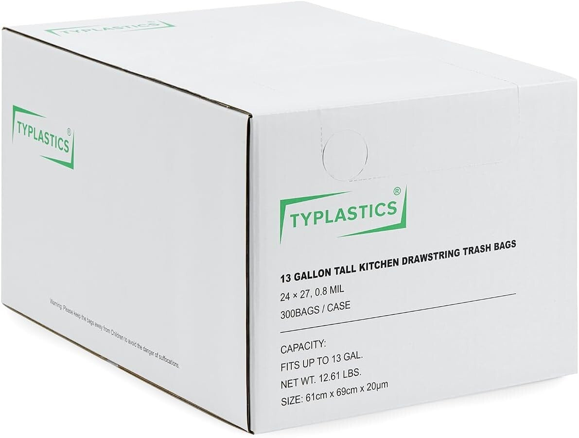 Wholesale Pack of 300 Unscented 13 Gallon Tall Kitchen Bags - Tear Resistant