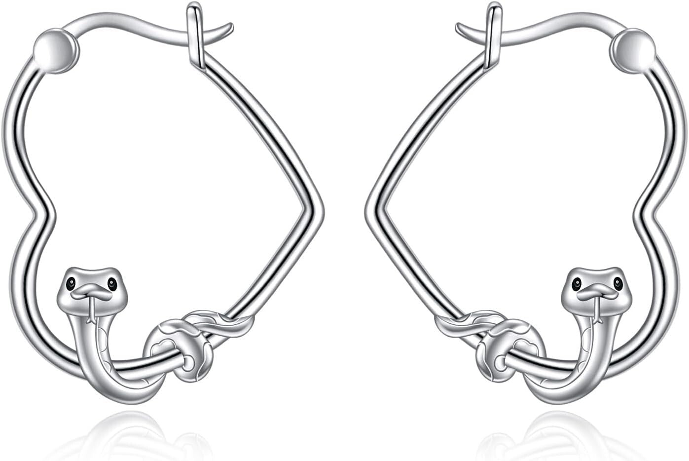 Charming Snake Dangle Earrings - Lightweight Sterling Silver Jewelry for Women