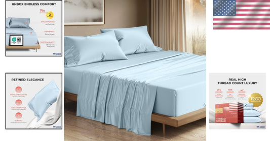 Cooling 100% Egyptian Cotton 4PC Sheet Set - Cal King Size - Hotel Quality