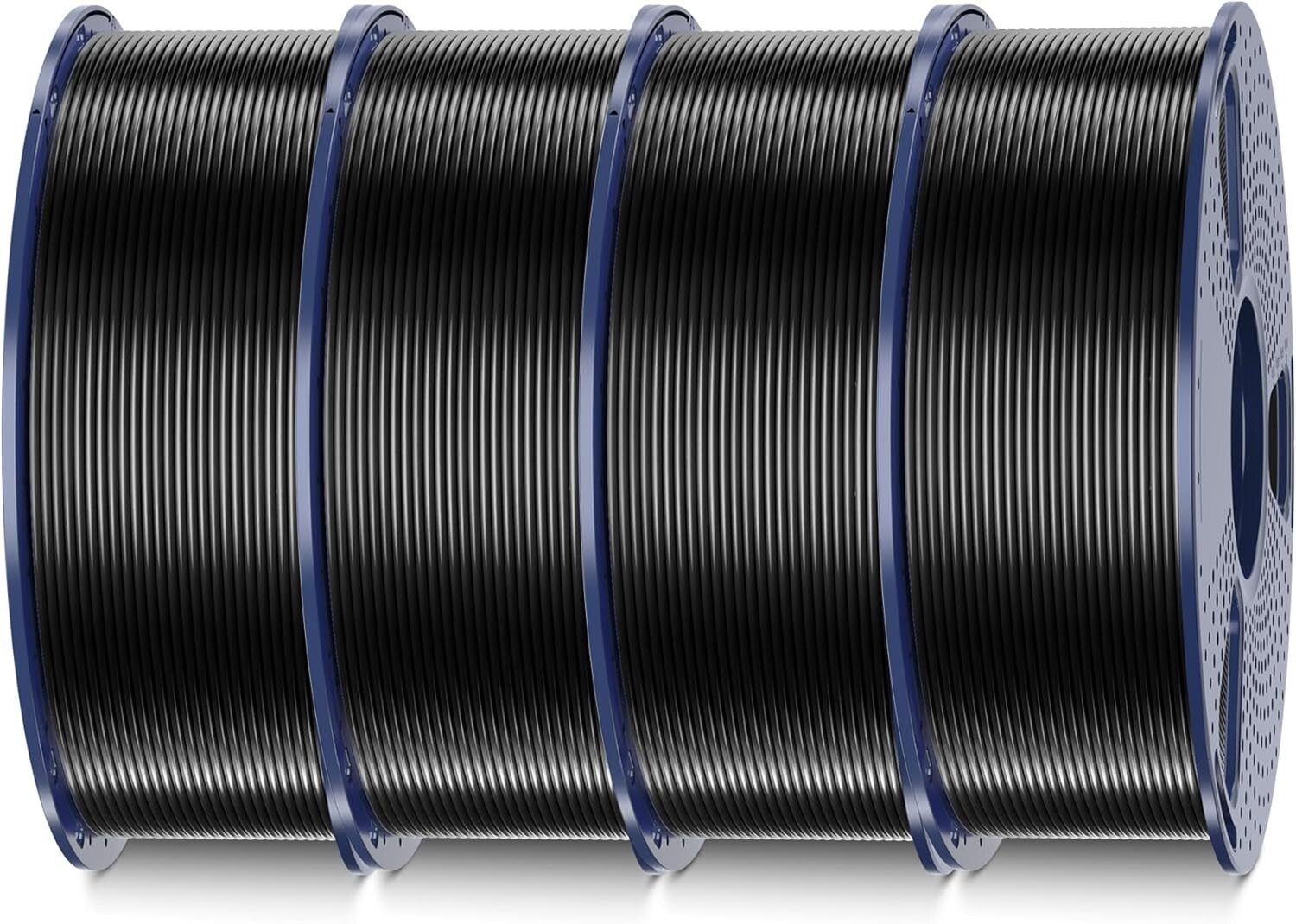 4 Pack Black Shiny Silk PLA 3D Filament - 1.75mm, Perfect for Any Printer