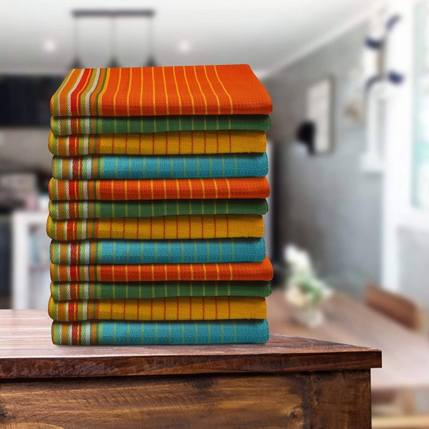 Absorbent 100% Cotton Kitchen Towels - 12 Pack, Reusable & Lint-Free Dish Cloths