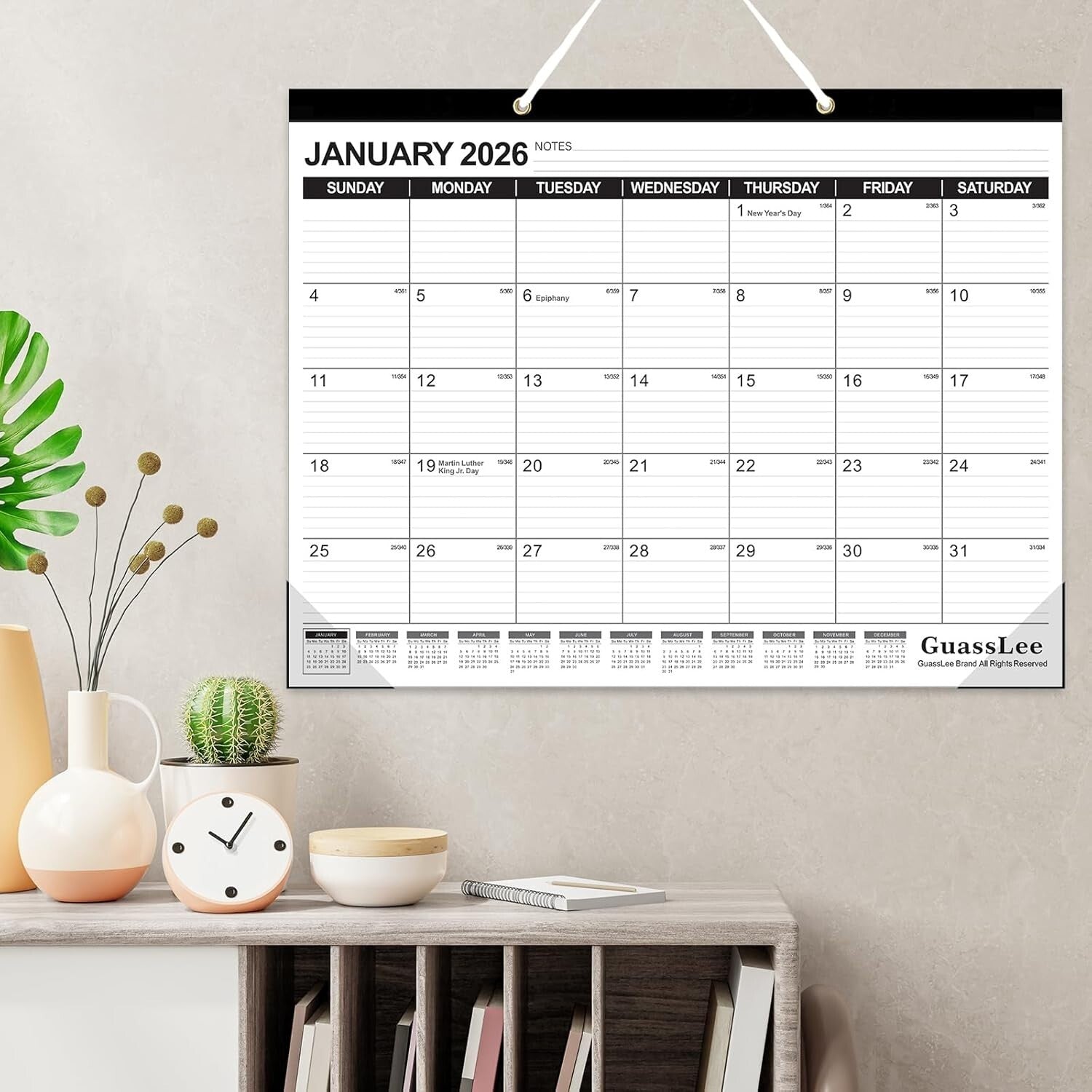 2025-2026 Hanging Planner - Premium Paper with Durable Design for Home & Office