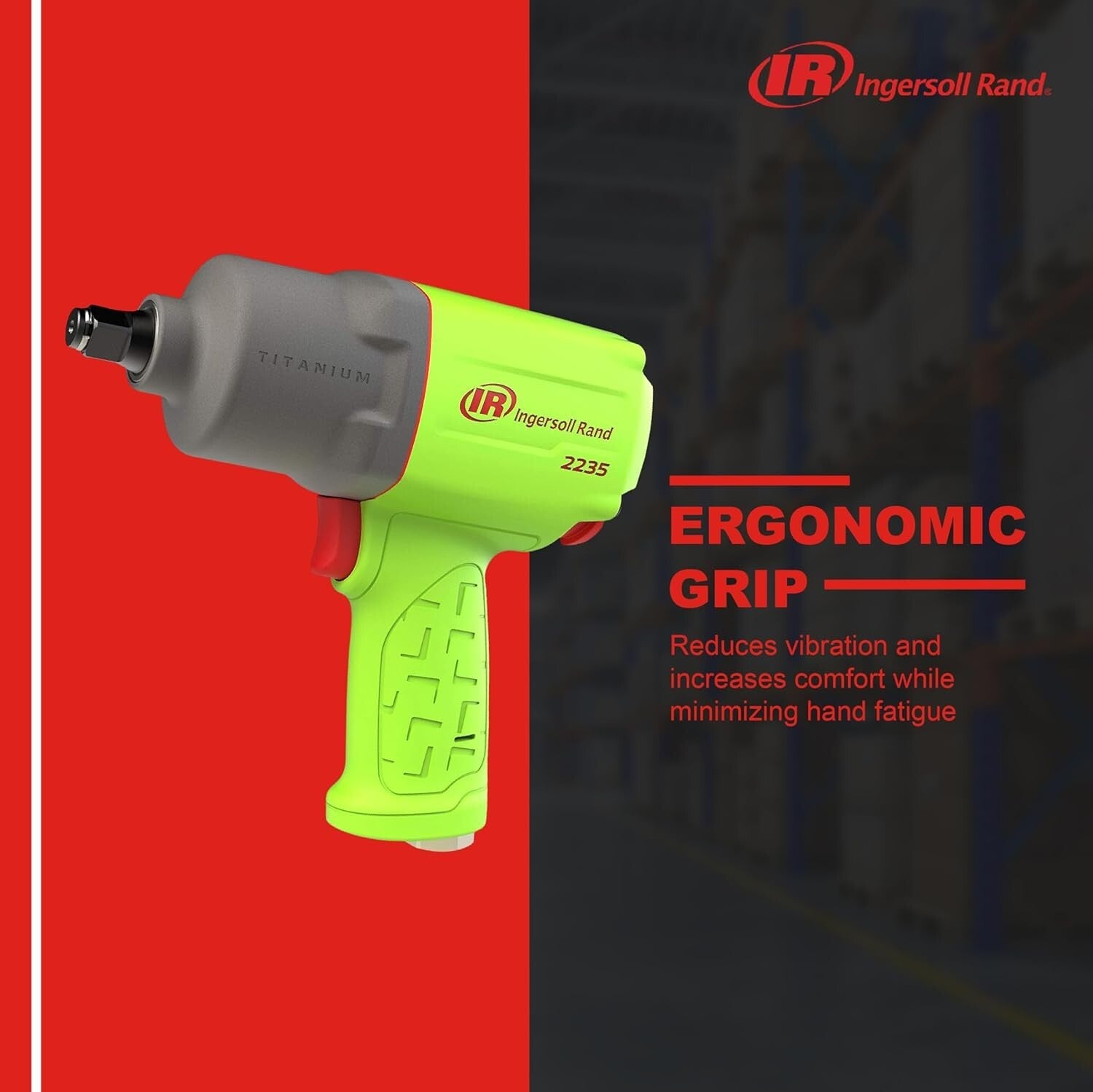 1/2" Air Impact Wrench - Lightweight 4.6 lbs, 1,350 ft-lbs Torque, Titanium Case