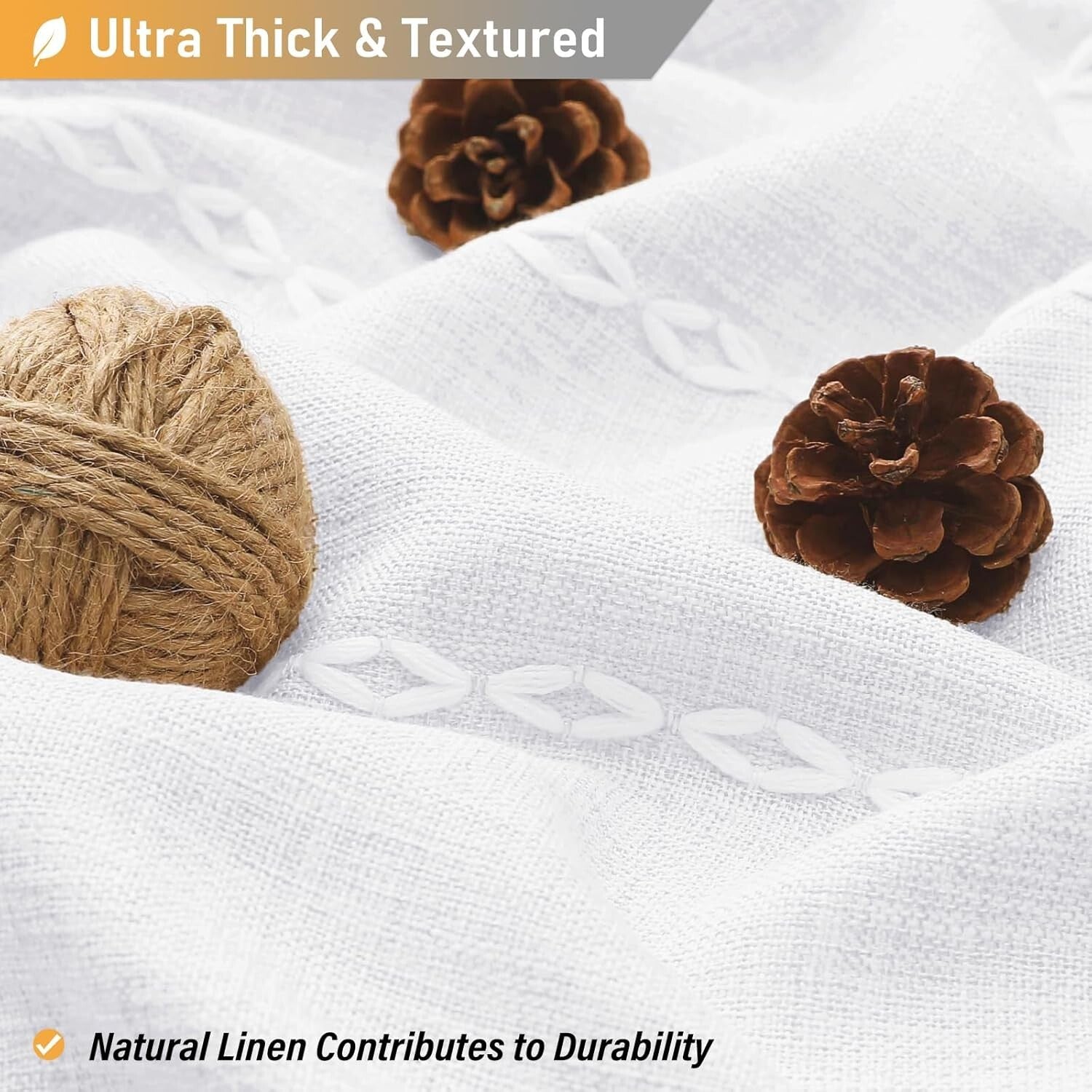 Elegant 72x84 Inch Linen Blend Shower Curtain with Tassels for Modern Farmhouses