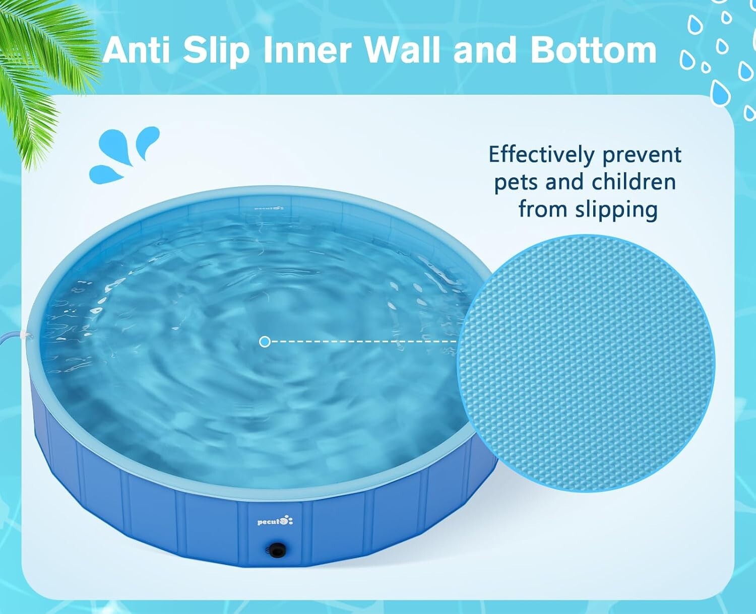 Extra-Large Foldable Dog Pool with Sprinkler - Portable Splash Wading Fun!