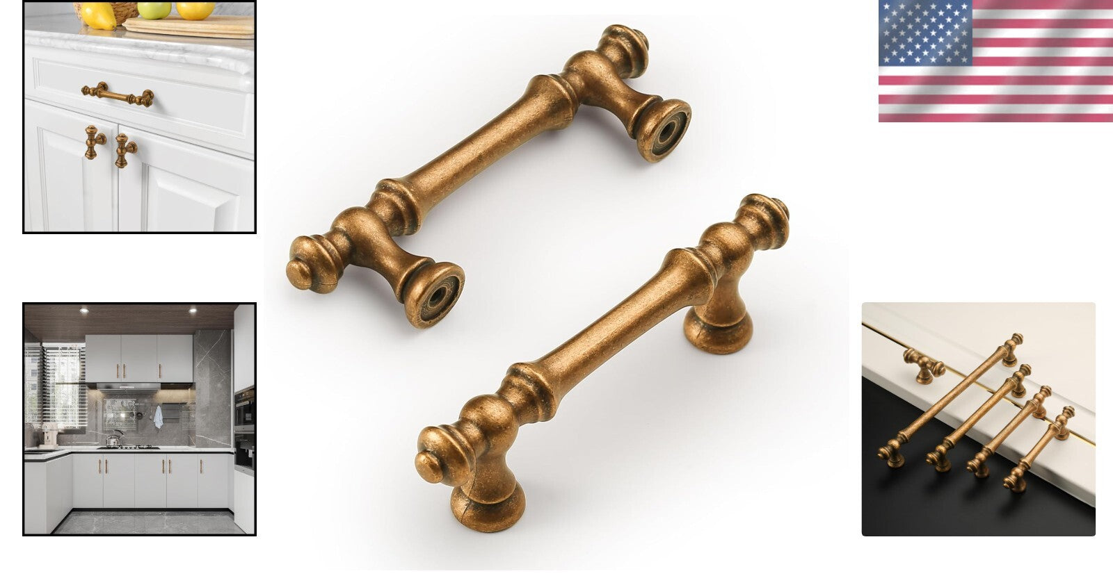 Durable Antique Brass Cabinet Pulls 3 Inch - Perfect for Home Upgrade