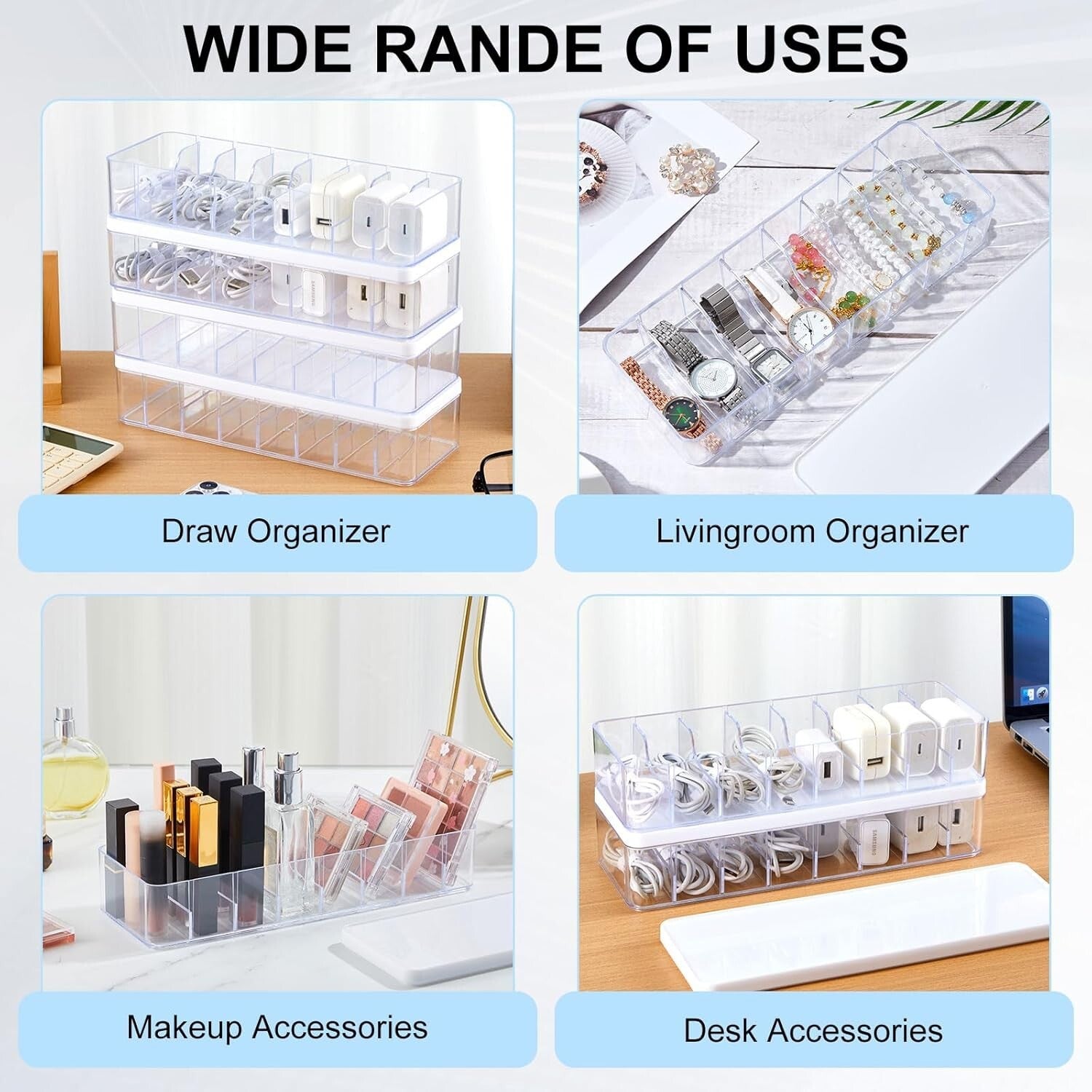 Multi-Functional Clear Cord Storage Box - Ideal for Cables and Office Supplies