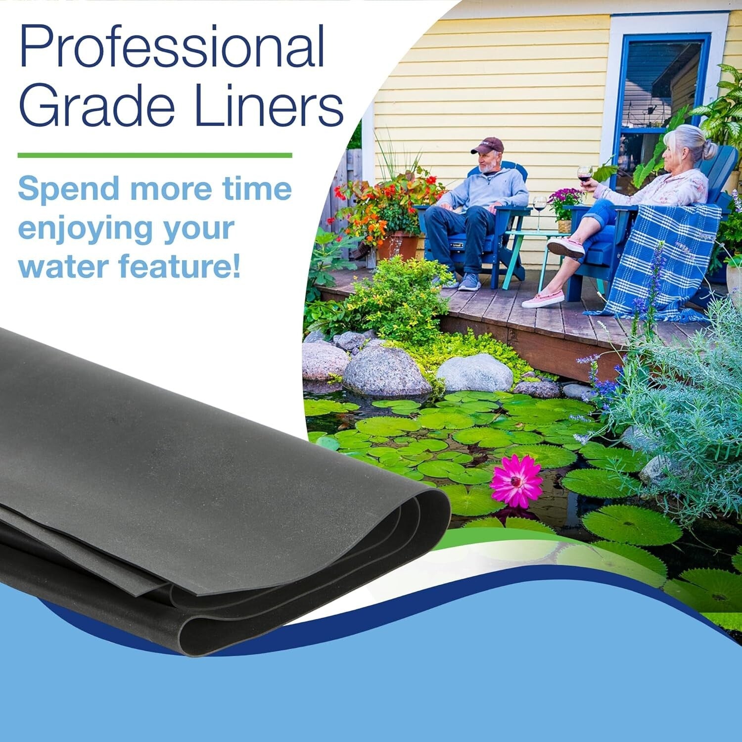 5x15 Feet Fish-Safe Pond Liner - Superior UV Resistance and Stretchable Design