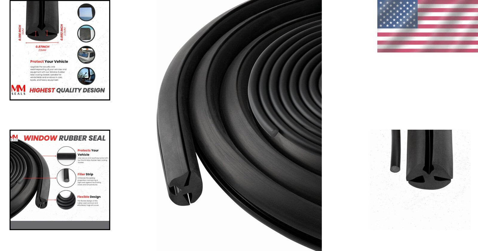 Flexible EPDM Window Locking Gasket - 30ft Weather Strip for Vehicle Protection