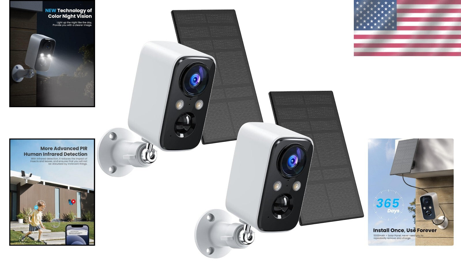 Advanced Wireless Security Camera Set with Color Night Vision & Alarms - 2Packs
