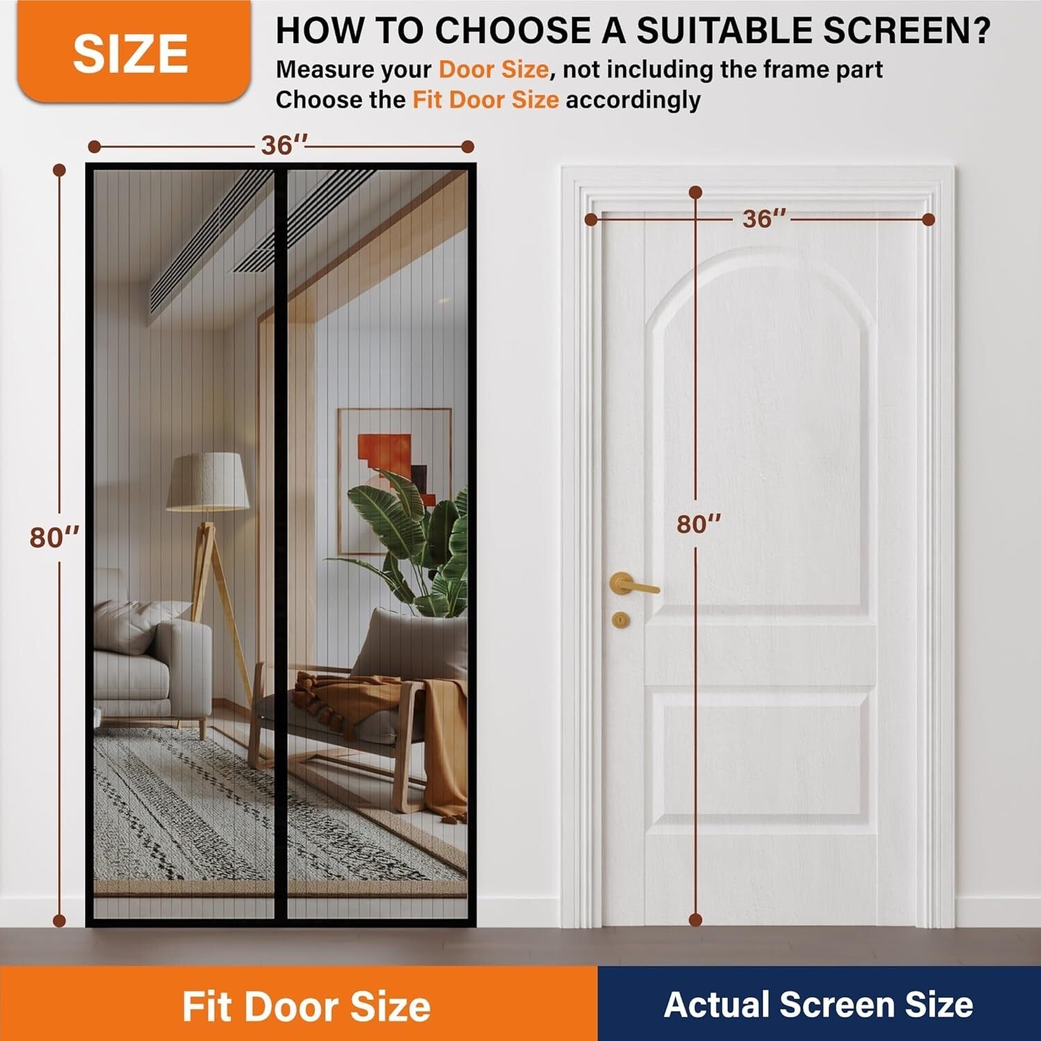 Magnetic Screen Door Mesh - Keep Bugs Out, Easy Install for 72x80 Inch Doors