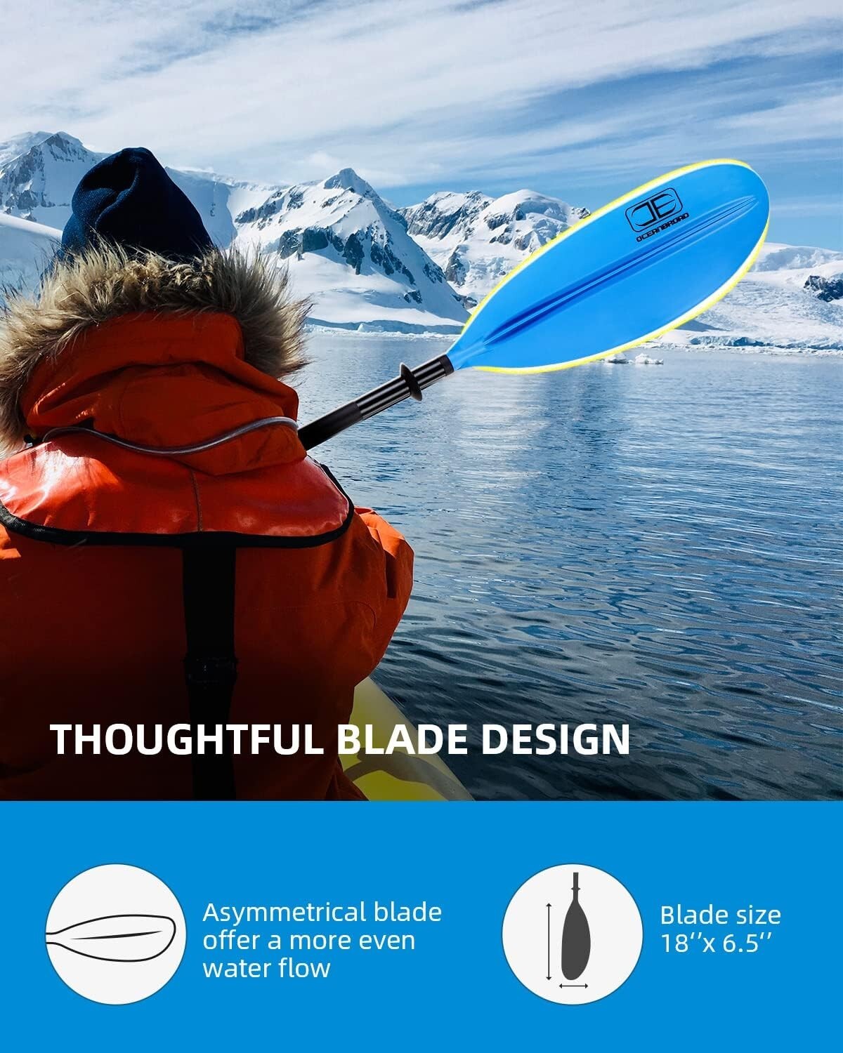Durable Aluminum Alloy Kayak Paddle 95in with Bungee Leash & Adjustable Angles