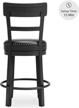 Load image into Gallery viewer, Antiqued Black Faux Leather Bar Stool with Swivel - Perfect for Rustic Decor