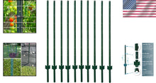 Load image into Gallery viewer, Durable 3-Foot Powder Coated Green Steel Fence Post - 10 Pack for Garden Fencing