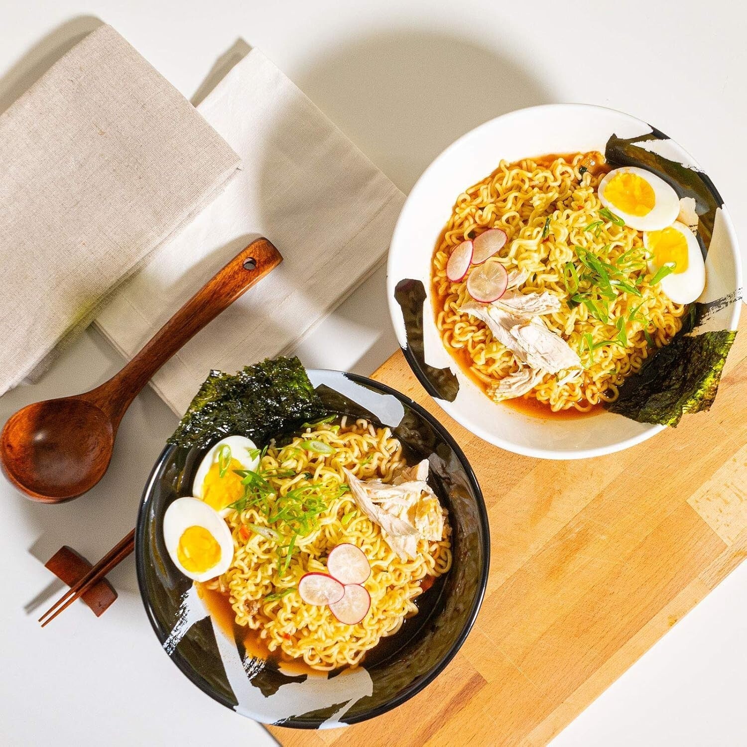 Microwave & Dishwasher Safe Large Ceramic Ramen Bowls - Elegant Japanese Set