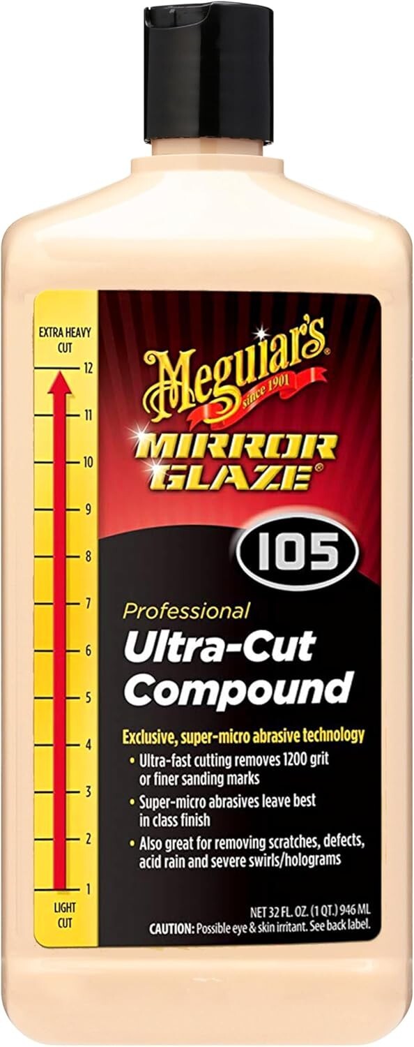 Meguiar’s M105 Mirror Glaze Ultra-Cut Compound 32 Oz - Showroom Shine Restorer