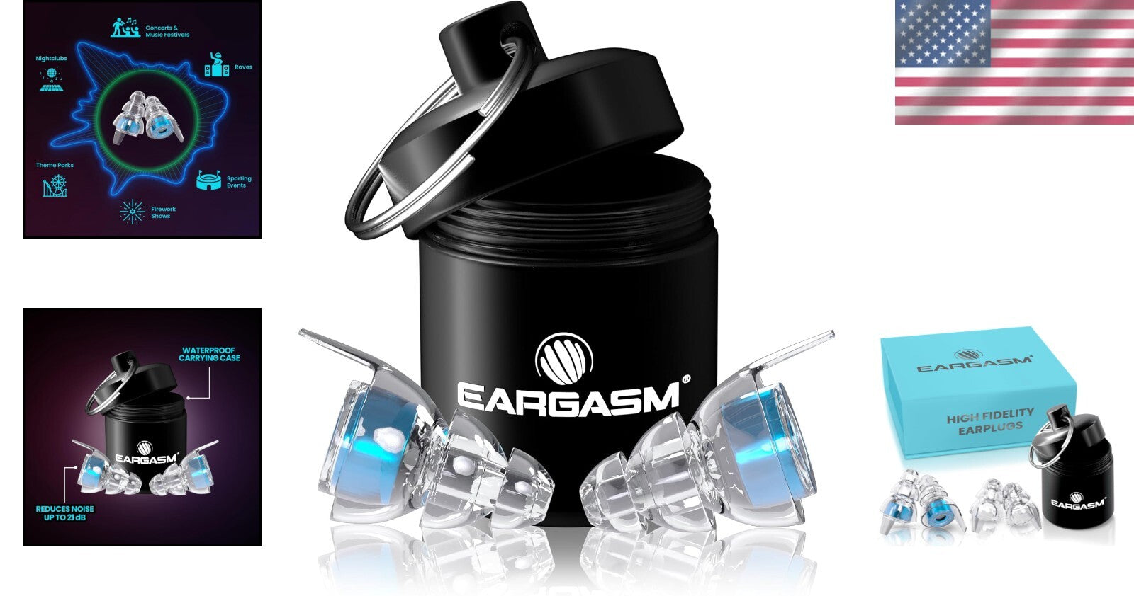 Compact Noise Reduction Earplugs in Metal Case - Ideal for Musicians & Events