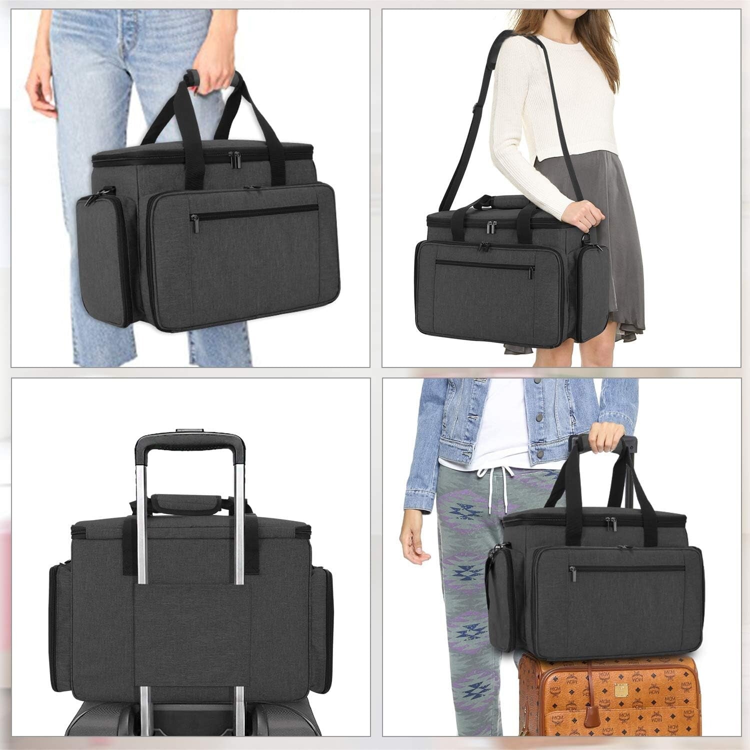 Black Sewing Machine Travel Case - Extra Protection with Multi-Storage Options