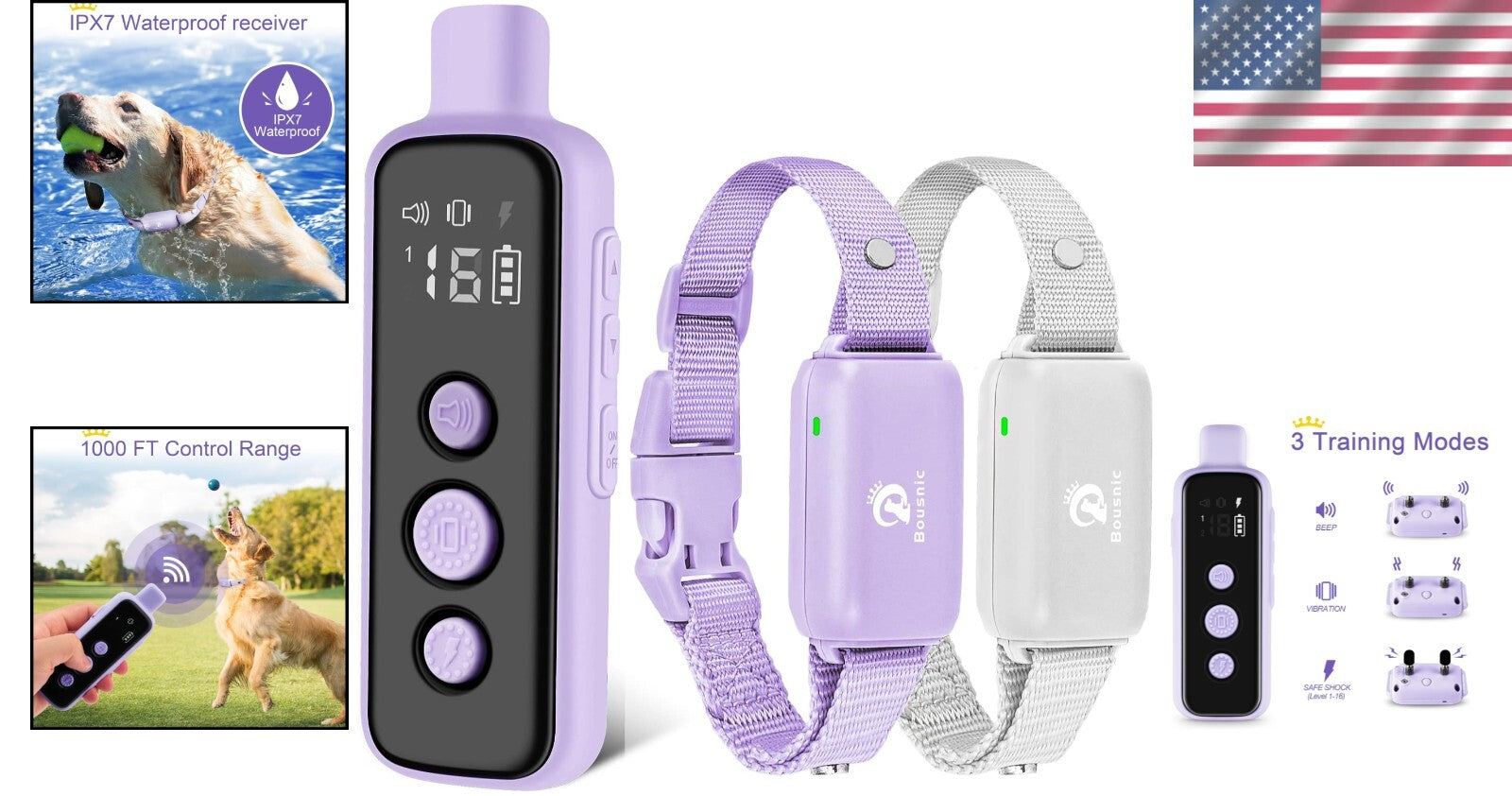 Dynamic 2-Dog Training Collar Set - Waterproof, Lightweight, and Effective