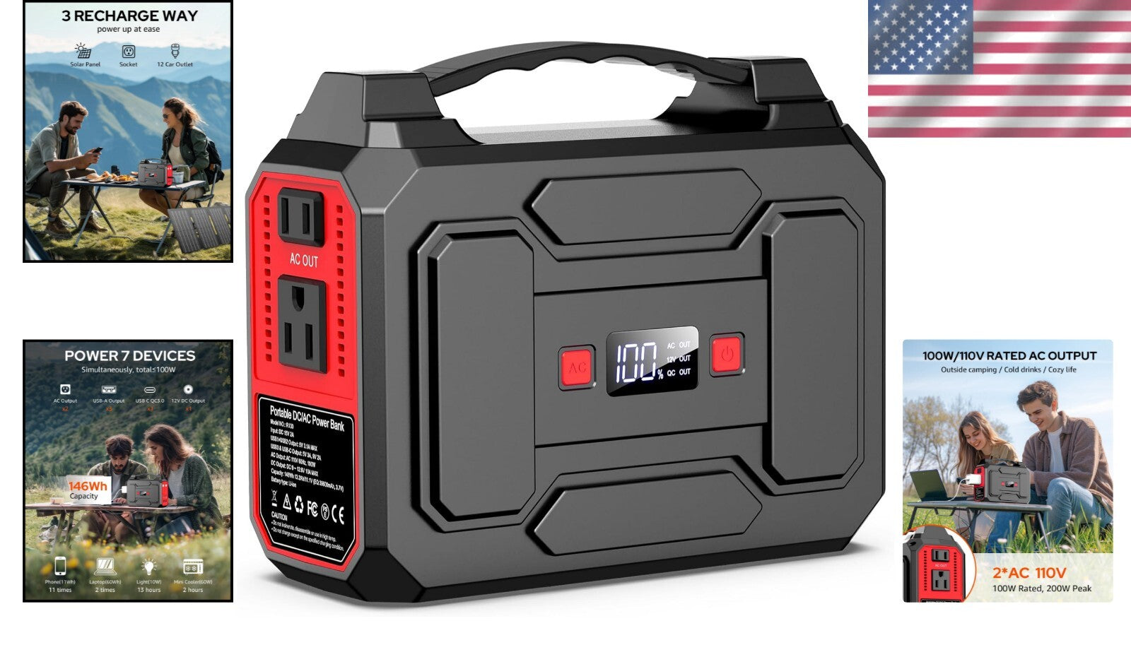 Emergency Ready 146Wh Power Bank - Reliable Solar Power for Outdoor Adventures