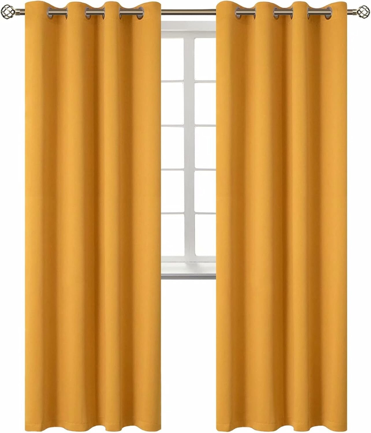 Stylish Room Darkening Drapes - 84 Inch Grommet Curtains in Warm Mustard Yellow
