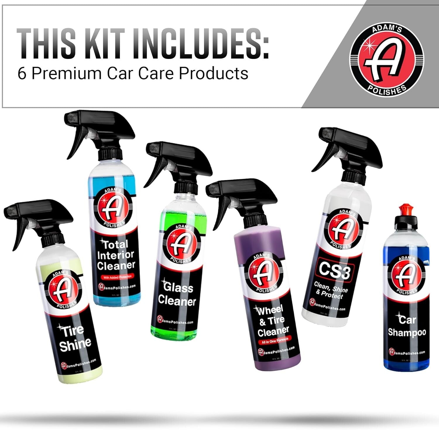 Adam's Premium Car Wash Kit - 6 Essential Detailing Products for Vehicle Shine