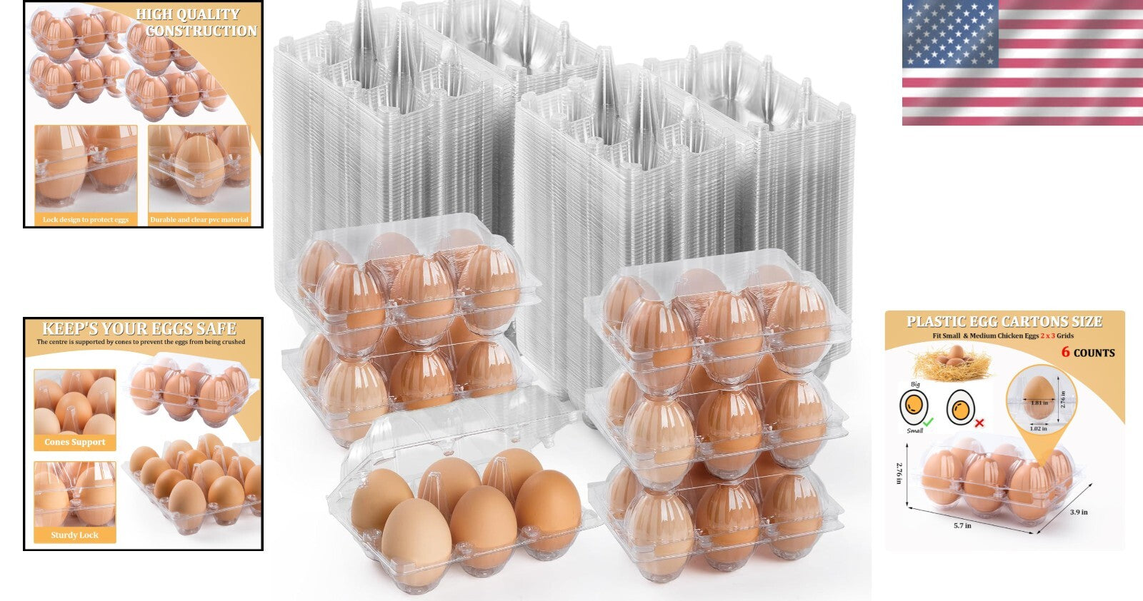 Lightweight 200 Count Clear Egg Cartons - Perfect for Farm Markets Display