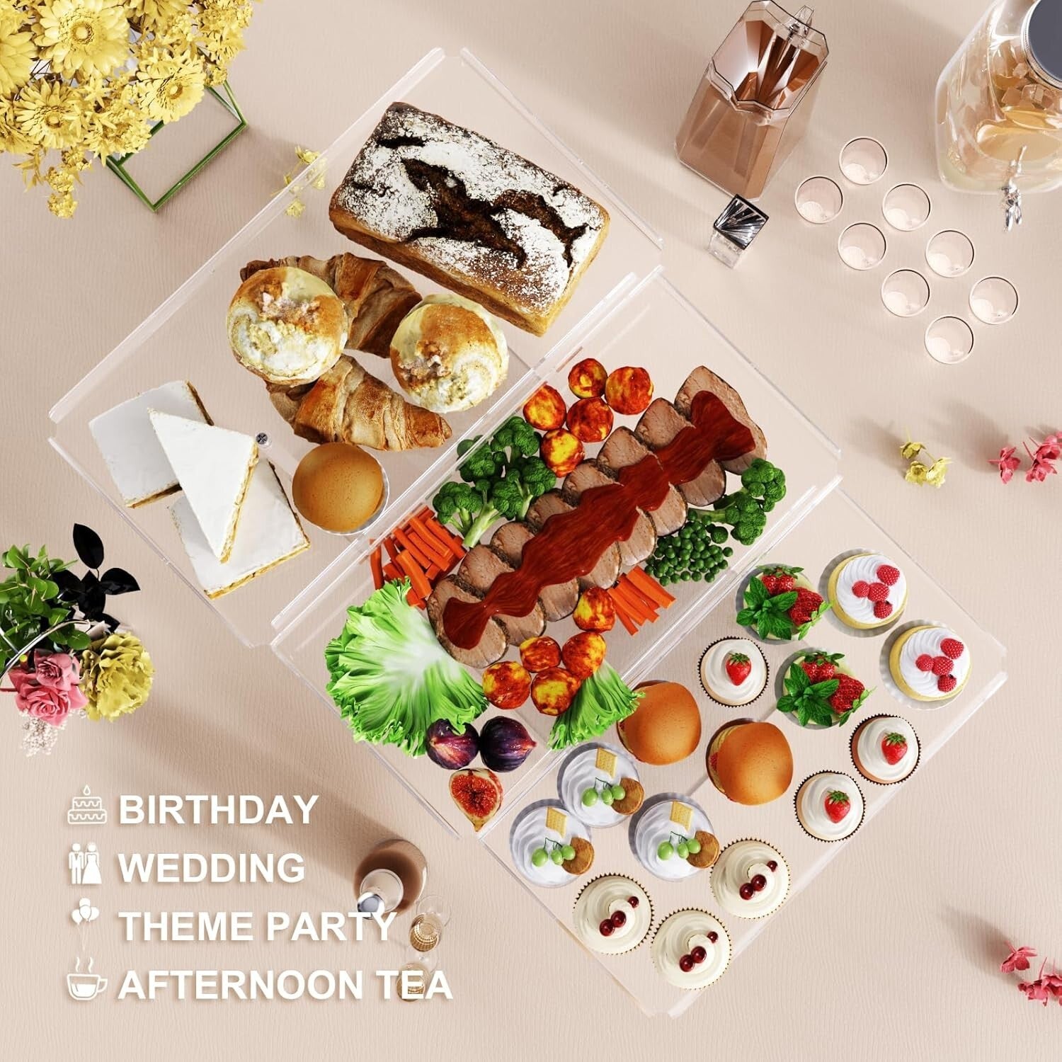 Sophisticated Tiered Dessert Display Stand - Polished Acrylic for Celebrations